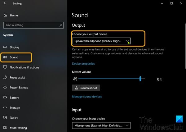 Change Default Sound Output Device via Settings app
