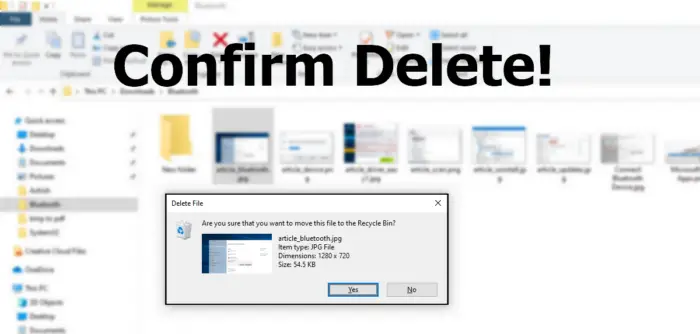 Delete Confirmation Dialogue Box Windows