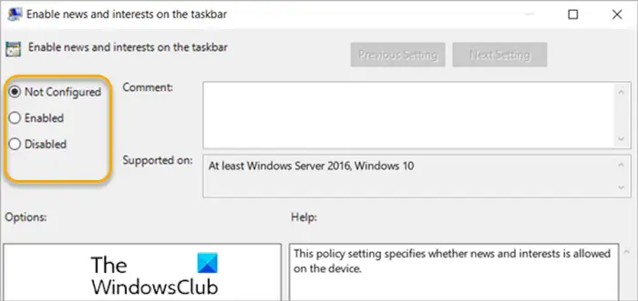 Enable or Disable News and Interests on Taskbar-GPEDIT