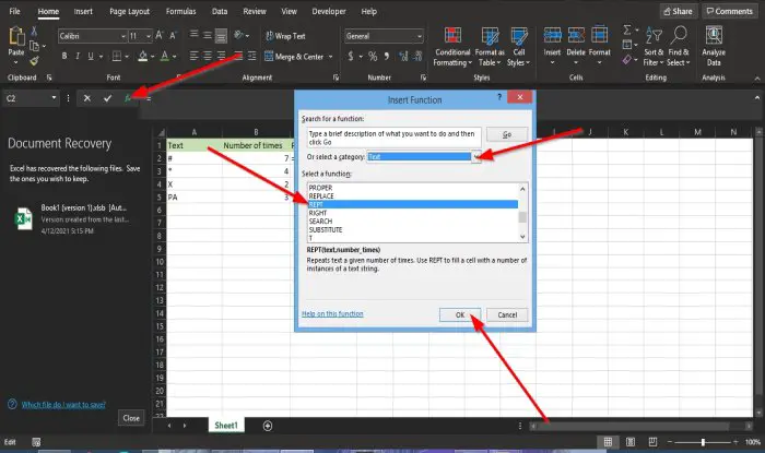 How to use the Rept Function in Excel