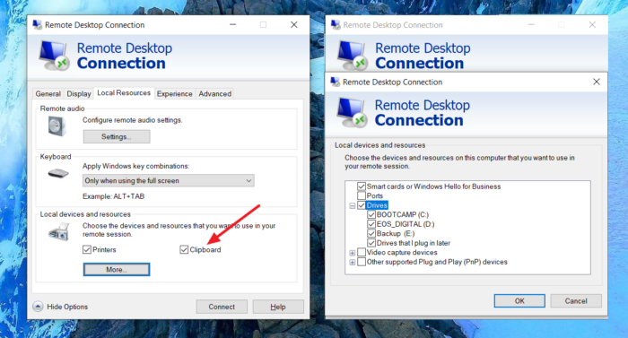 Cannot Copy Paste in Remote Desktop Session in Windows 10