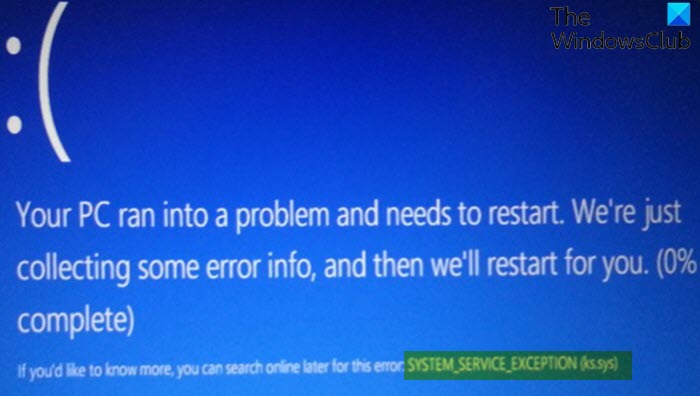 SYSTEM_SERVICE_EXCEPTION (ks.sys) Blue Screen error