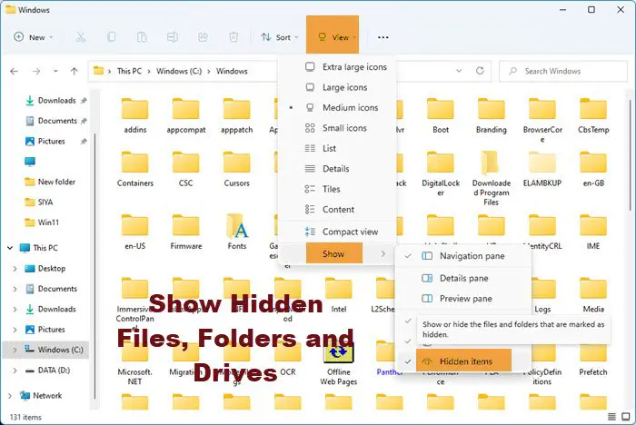 Show Hidden Files, Folders and Drives