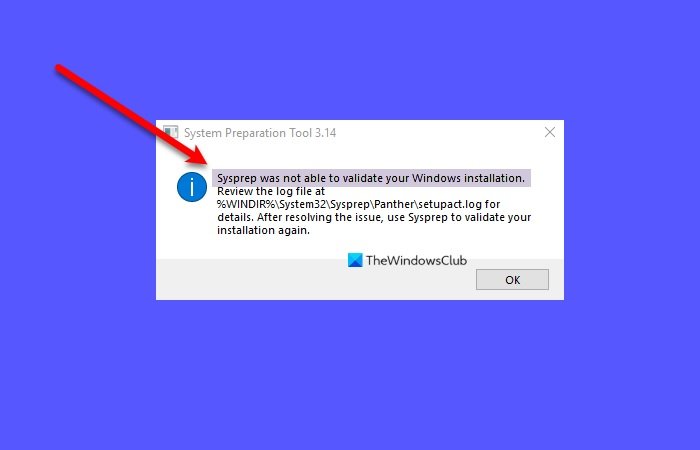 Sysprep was not able to validate your Windows installation