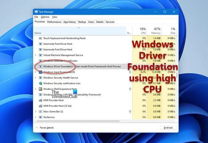 Windows Driver Foundation using high CPU
