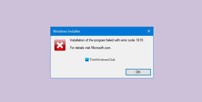 Windows Installer Error 1619