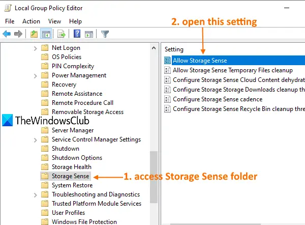 access Storage Sense folder