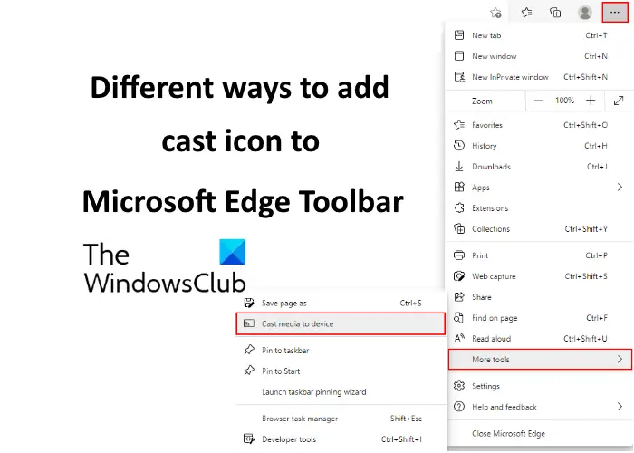add cast icon to Edge toolbar