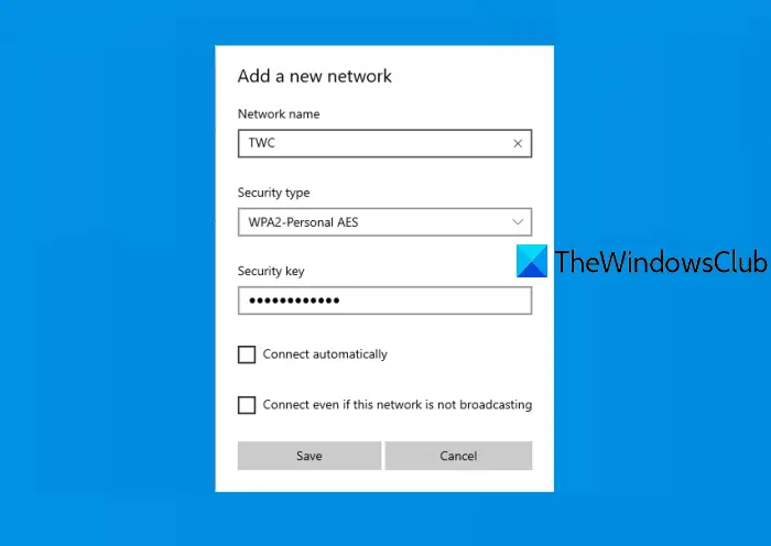 add new WiFi network profile