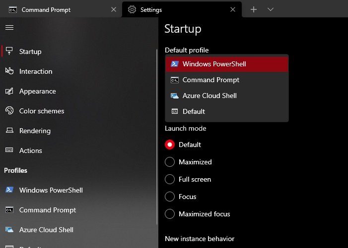 Change the Default Shell in Windows Terminal