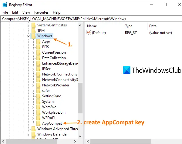 create AppCompat in Windows key