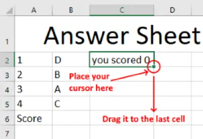 create automated quiz excel 5