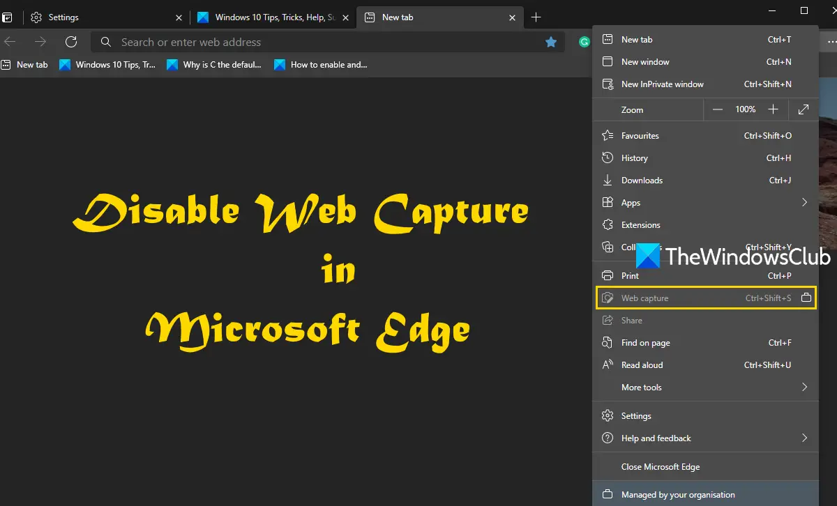 disable Web Capture Microsoft Edge