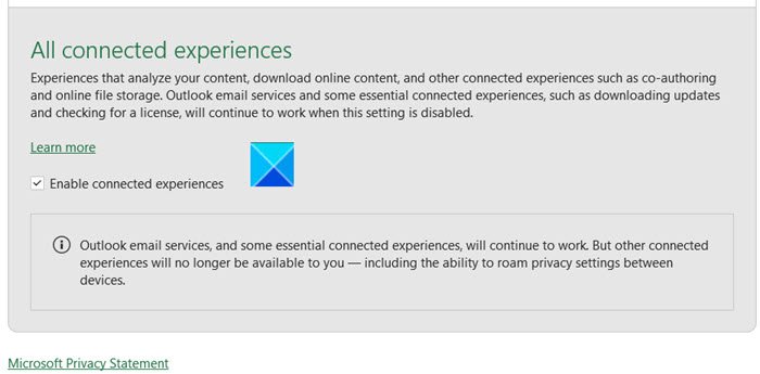 Disable Connected Experiences