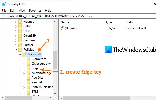 go to Microsoft Registry key