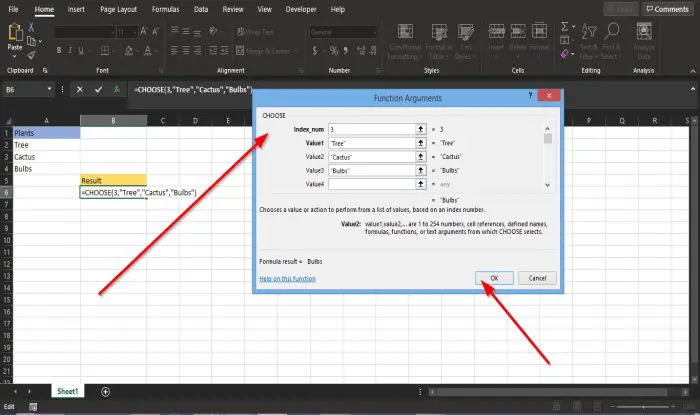 How to use the CHOOSE function in Excel