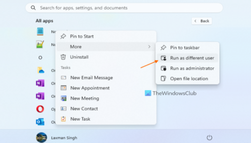 How to Run as different user in Windows 11/10