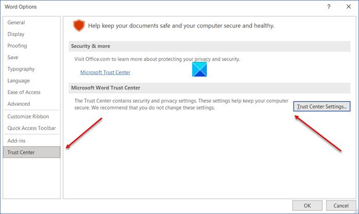 Privacy Options in Microsoft Office