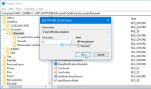 How to turn off OneDrive Shared Files Notifications on Windows 11/10