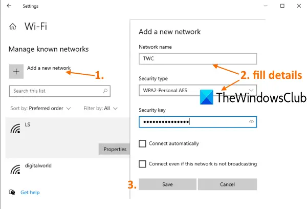 use Settings to add wifi profile