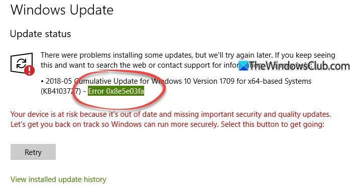 0x8e5e03fa Windows Update Error