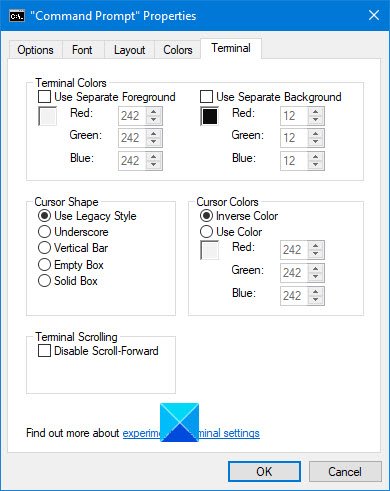 Change the background color in Command Prompt