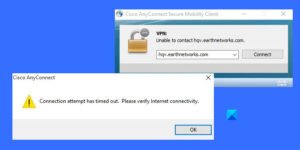Cisco AnyConnect error Connection attempt failed