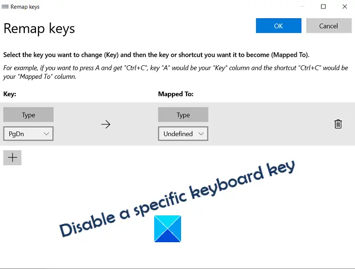 Disable a specific keyboard key