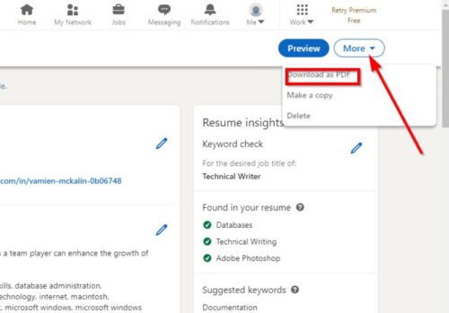 How to convert LinkedIn profile - Download Customized Resume As PDF LinkedIn 500x349