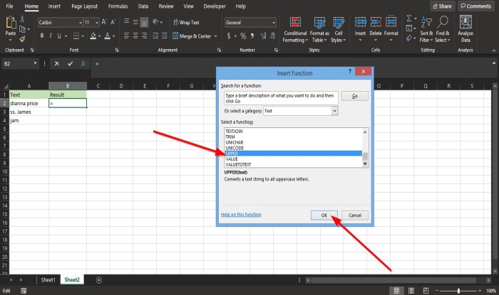 use the Lower and Upper function in Excel