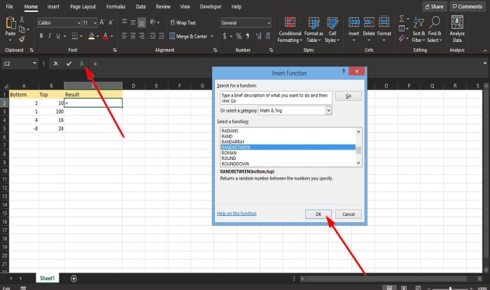 RANDBETWEEN Function In Excel