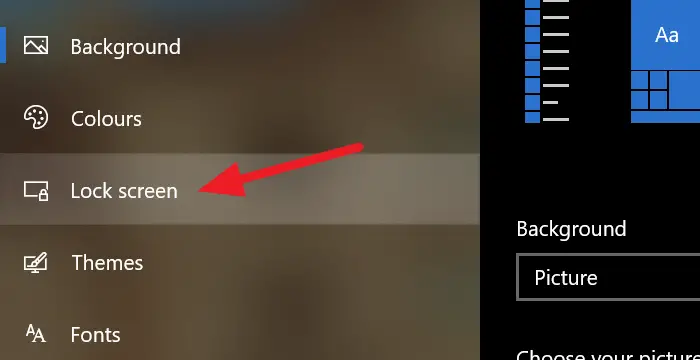 Lock screen options on Windows 10