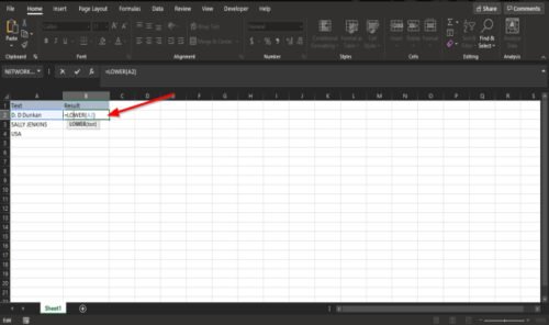 How to use the Lower and Upper function in Excel