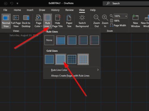 How to create a Grid Line and Rule Line in OneNote