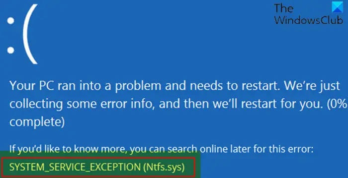 Ntfs.sys Failed BSOD Error