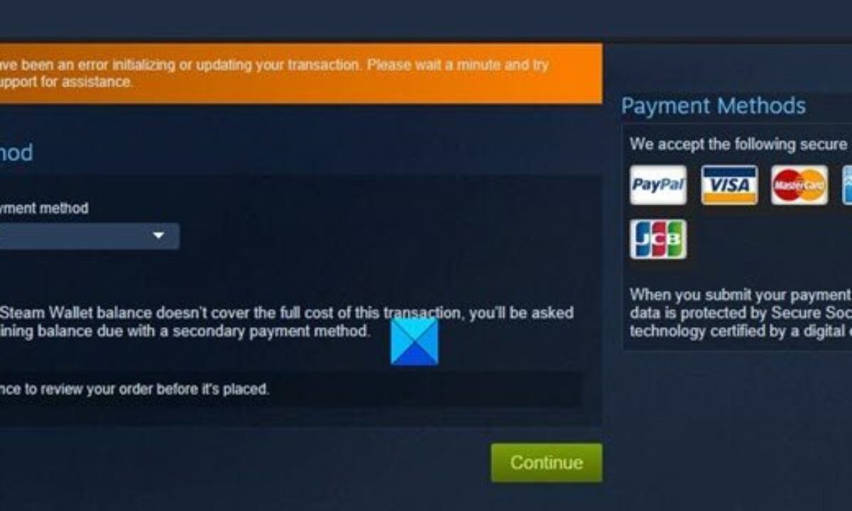 Fix Steam Error Initializing Or Updating Transaction Fix Steam Error Initializing Or Updating Transaction