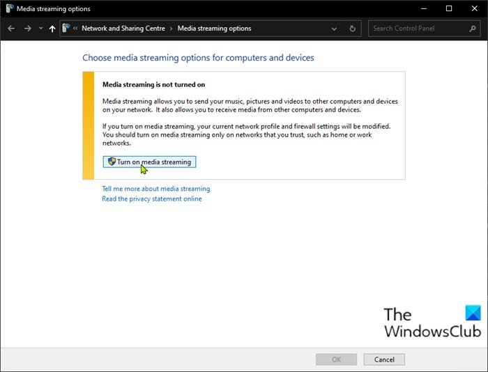 Turn on Media Streaming