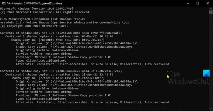 View System Restore Points-Command Prompt