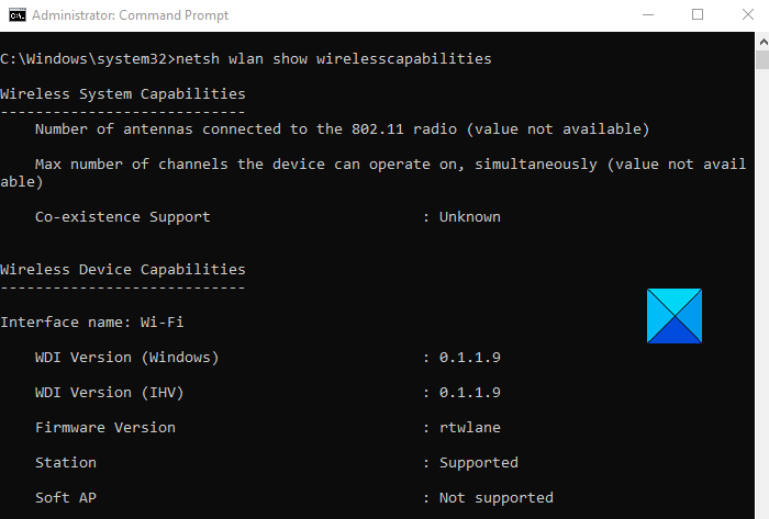 View the adapter capabilities