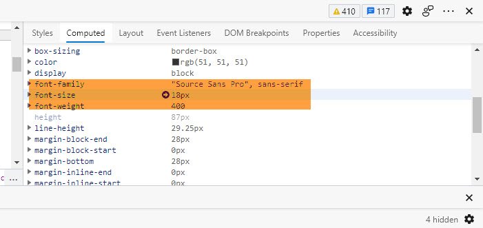 Identify fonts in Chrome, Edge and Firefox using Developer Tools