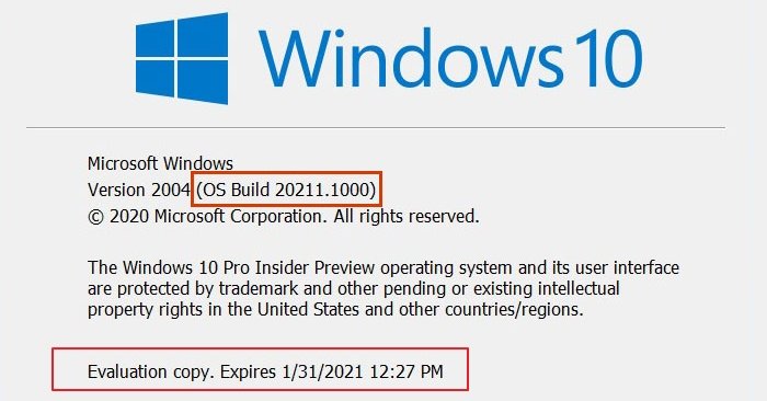 Windows Insider Winver