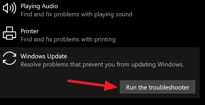 Windows Update Troubleshooter - Windows 10