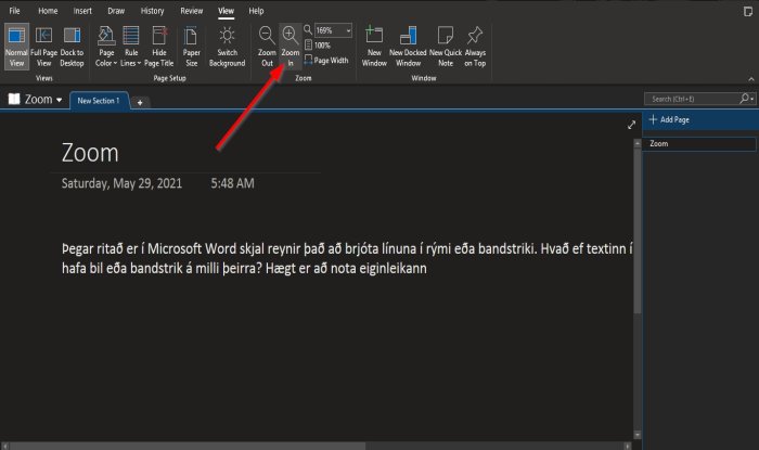 Comment Effectuer Un Zoom Avant Et Un Zoom Arrière Dans Onenote Sous Windows 11/10 1 Zoom In