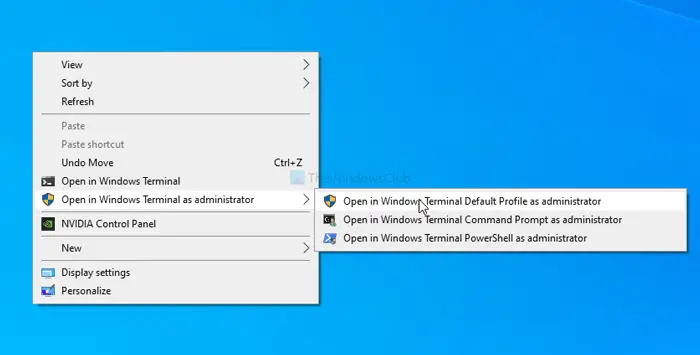 How to add or remove elevated Windows Terminal in context menu