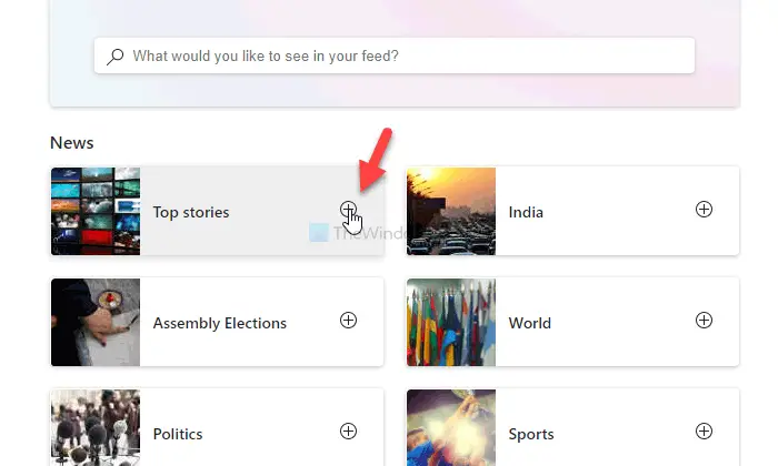 How to add or remove  courses on News and Interests in Windows 10