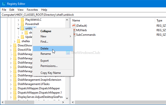 How to add or remove Unblock option for downloaded files in context menu