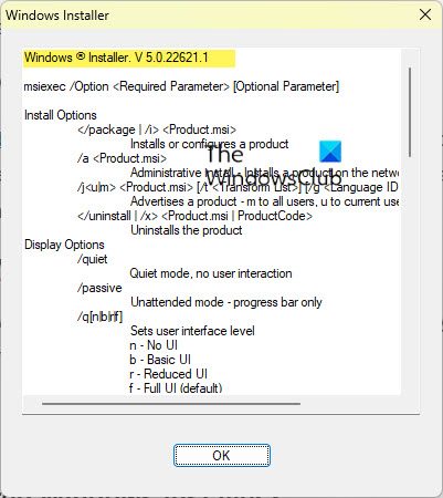 check windows installer version