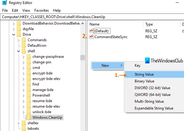 create CommandStateSync String Value