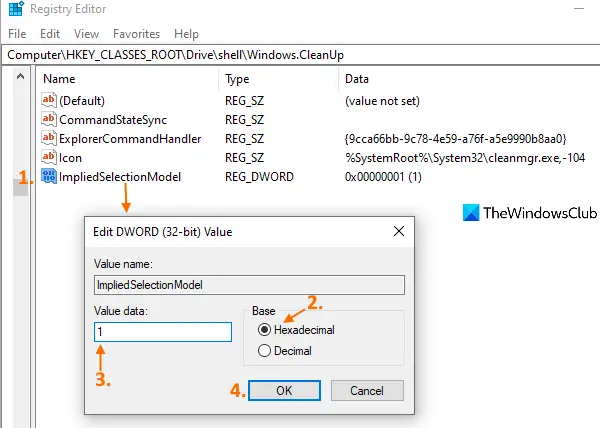 create ImpliedSelectionModel DWORD value