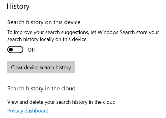 clear or disable Taskbar Search Box History in Windows 10